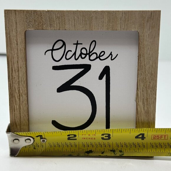 Mini Wood Sign Halloween Decor Farmhouse Rustic Square Hanging Block 4.25 inch - Picture 5 of 9